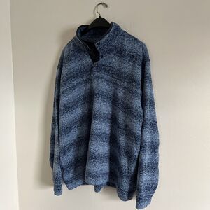 Eddie Bauer Men's Radiator Fleece Snap-Front Pullover, Blue Heathered- 2XL